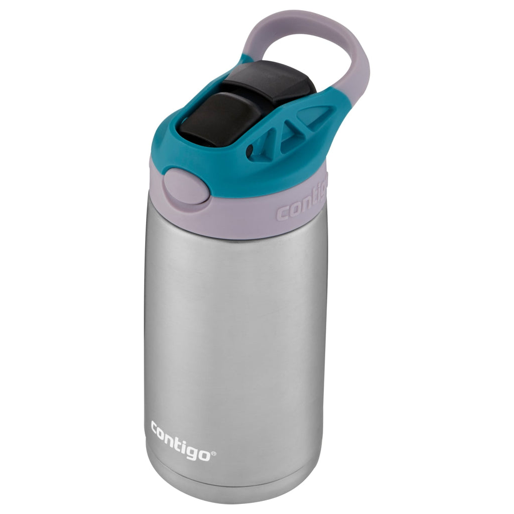 Contigo Kids Stainless Steel Water Bottle with Redesigned AUTOSPOUT Straw Lid Eggplant and Punch, 13 fl oz.