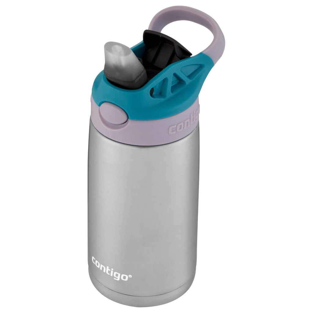 Contigo Kids Stainless Steel Water Bottle with Redesigned AUTOSPOUT Straw Lid Eggplant and Punch, 13 fl oz.