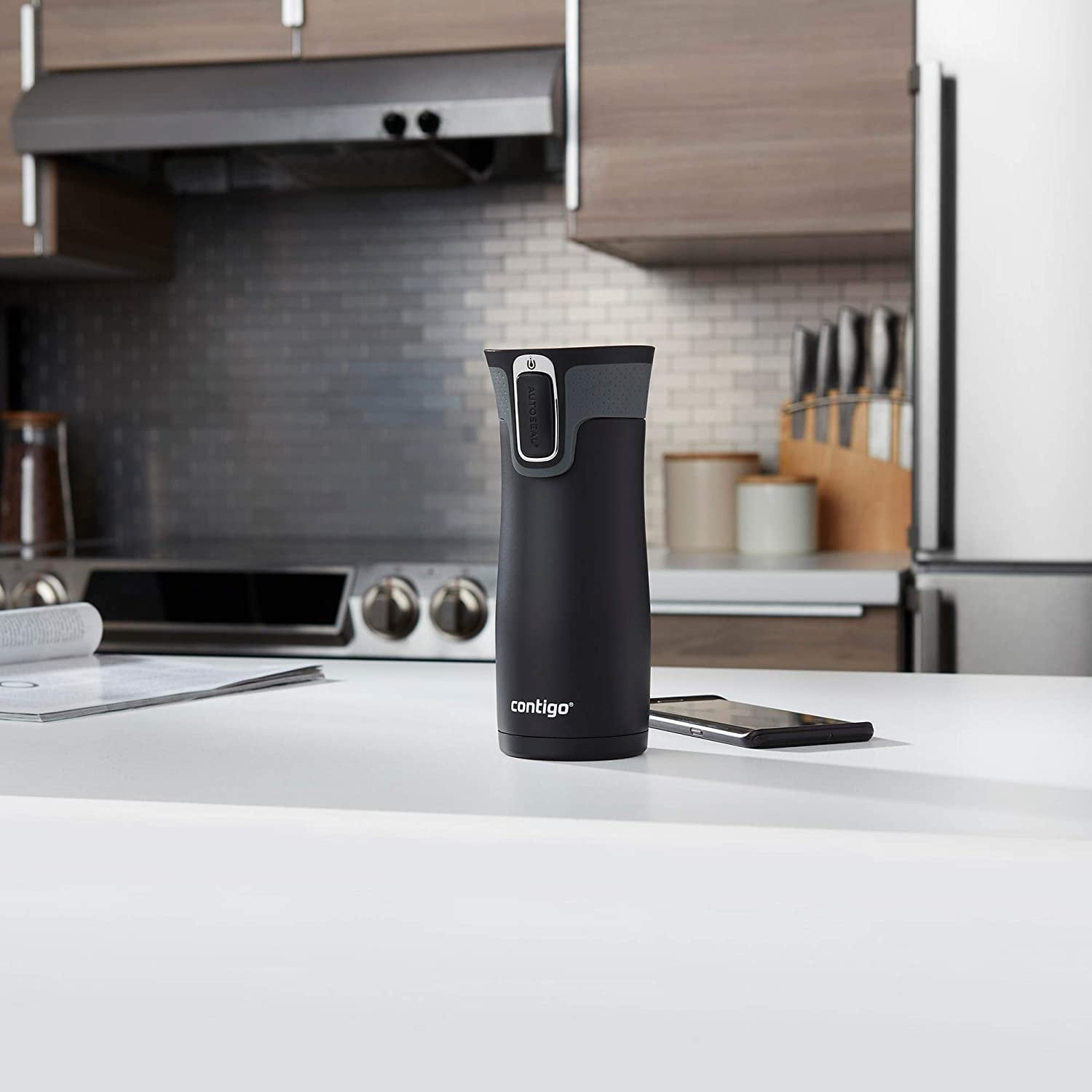 Contigo AUTOSEAL West Loop 2.0 Travel Mug, 16 oz., Stainless Steel with Black Button