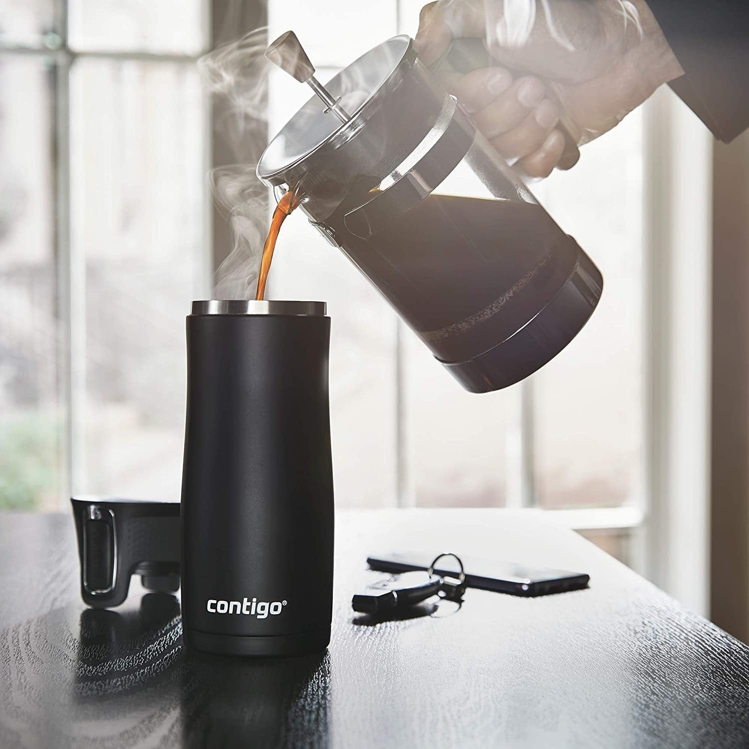 Contigo AUTOSEAL West Loop 2.0 Travel Mug, 16 oz., Stainless Steel with Black Button