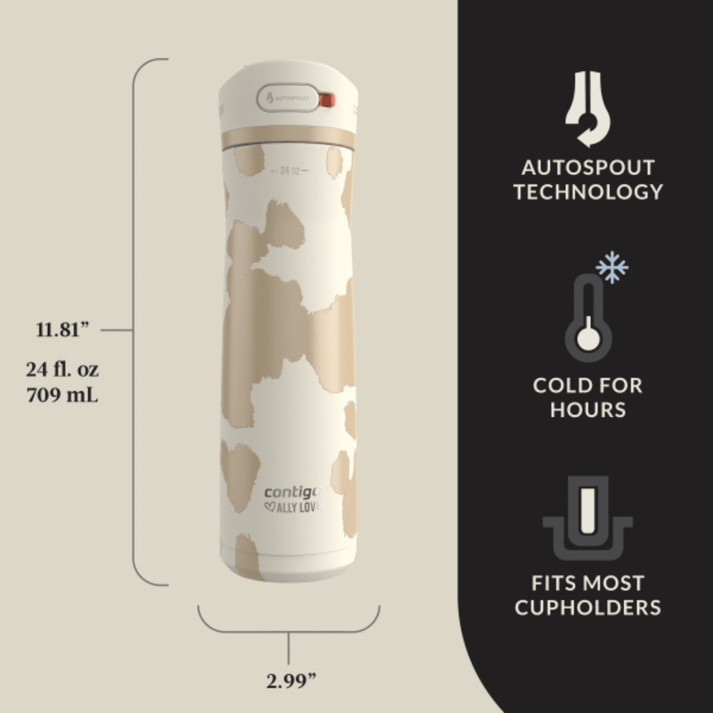 Contigo x Ally Love Ashland Chill 2.0 Stainless Steel Water Bottle with Autospout Lid, 24 oz, Oatmilk