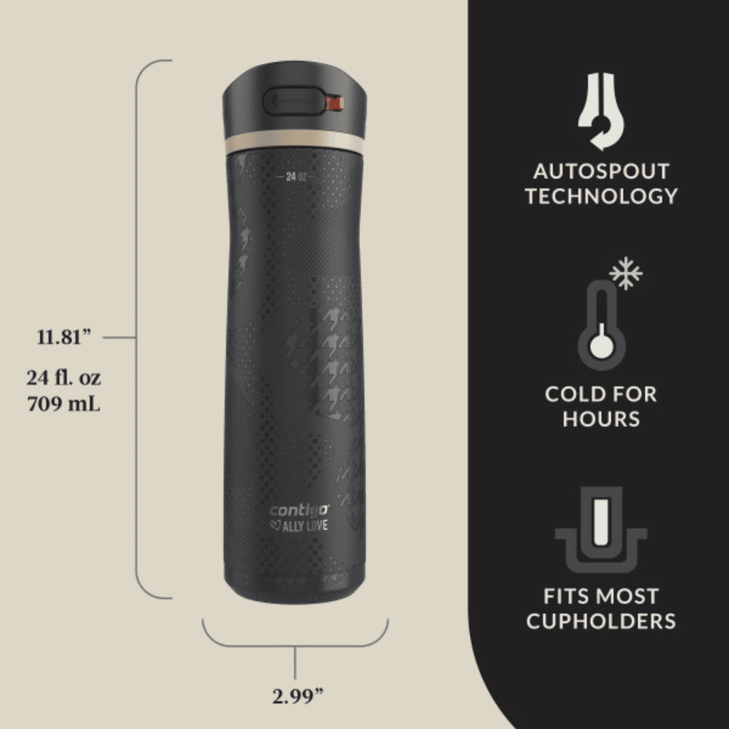 Contigo x Ally Love Ashland Chill 2.0 Stainless Steel Water Bottle with Autospout Lid, 24 oz, Oatmilk