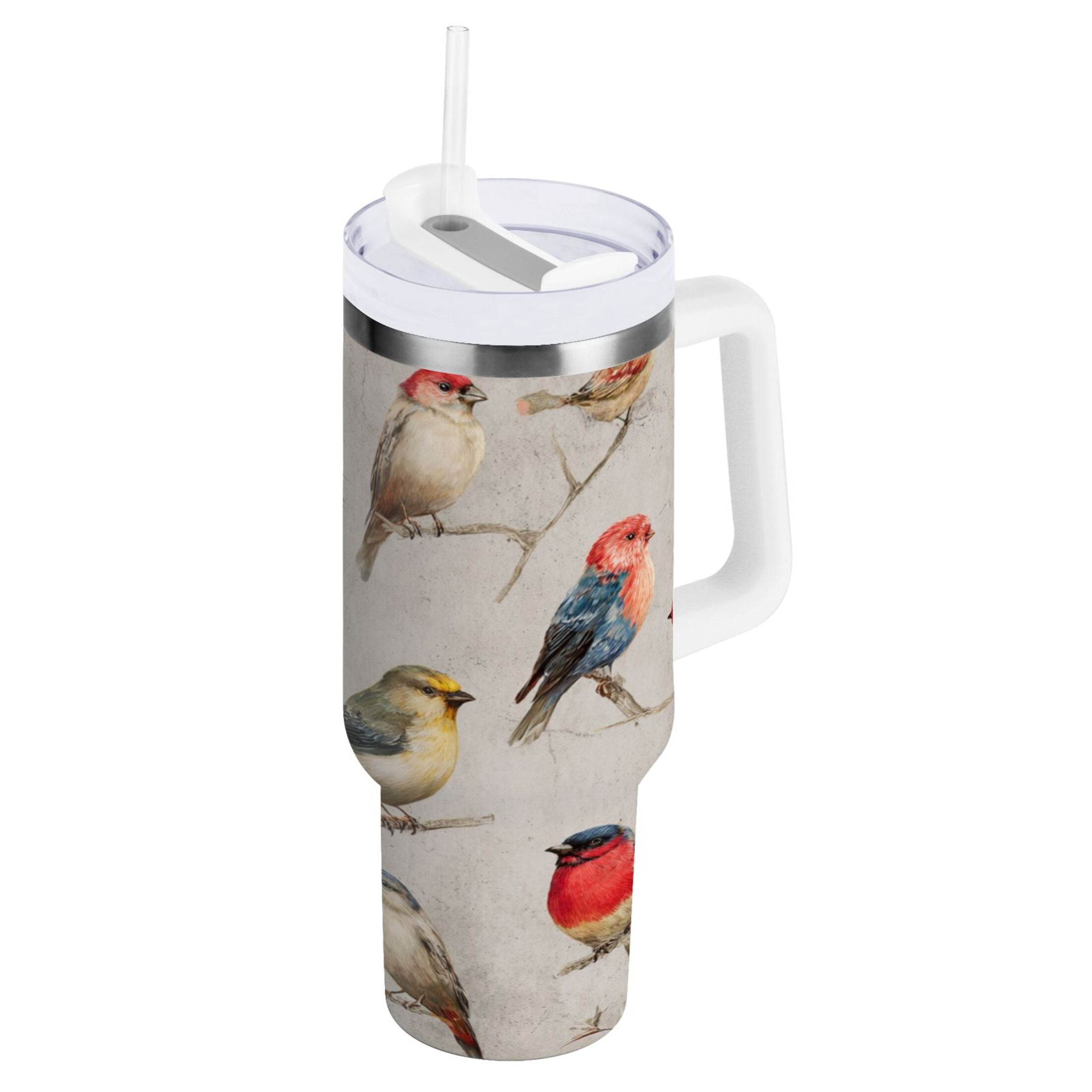 40 oz Insulated Stainless Steel Tumbler Double Wall Stainless Steel Tumbler with 2-Way Drinking Birds Pattern