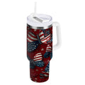 40 oz Insulated Stainless Steel Tumbler Double Wall Stainless Steel Tumbler with 2-Way Drinking Butterfly with National Flag