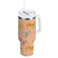 40 oz Insulated Stainless Steel Tumbler Double Wall Stainless Steel Tumbler with 2-Way Drinking Cute Animal Print Bows