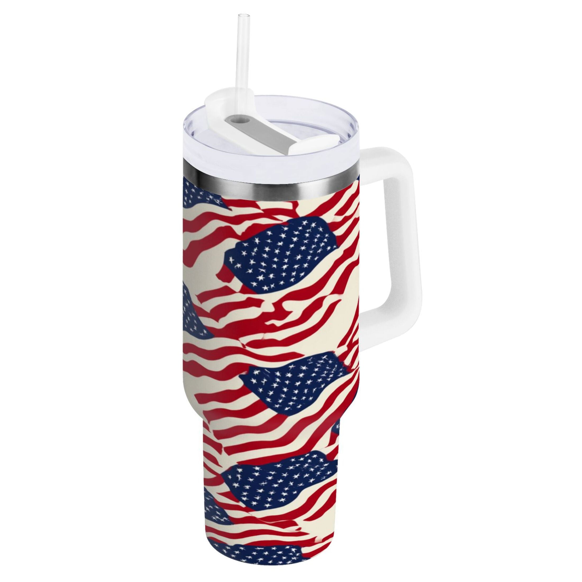 40 oz Insulated Stainless Steel Tumbler Double Wall Stainless Steel Tumbler with 2-Way Drinking Flags Abstract Design
