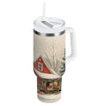 40 oz Insulated Stainless Steel Tumbler Double Wall Stainless Steel Tumbler with 2-Way Drinking House with Snow-covered Roof