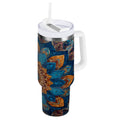 40 oz Insulated Stainless Steel Tumbler Double Wall Stainless Steel Tumbler with 2-Way Drinking Intricate Geometric Shapes