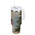 40 oz Insulated Stainless Steel Tumbler Double Wall Stainless Steel Tumbler with 2-Way Drinking Moody Snowman Couple