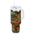 40 oz Insulated Stainless Steel Tumbler Double Wall Stainless Steel Tumbler with 2-Way Drinking Red Mushrooms