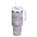 40 oz Insulated Stainless Steel Tumbler Double Wall Stainless Steel Tumbler with 2-Way Drinking Seashells and Pearls Pattern