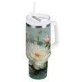 40 oz Insulated Stainless Steel Tumbler Double Wall Stainless Steel Tumbler with 2-Way Drinking Vintage Peonies and Daisies
