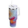 30 oz Insulated Stainless Steel Tumbler Double Wall Stainless Steel Tumbler with 2-Way Drinking Red and Orange Butterflies