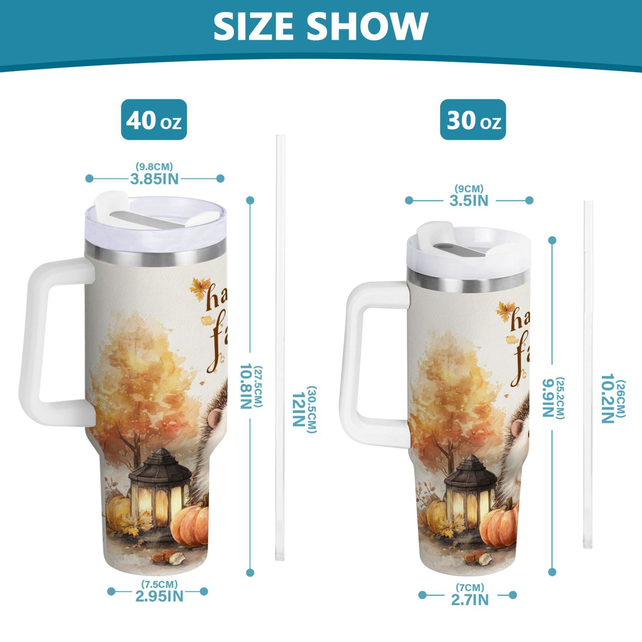 30 oz Insulated Stainless Steel Tumbler Double Wall Stainless Steel Tumbler with 2-Way Drinking Cute Little Hedgehog