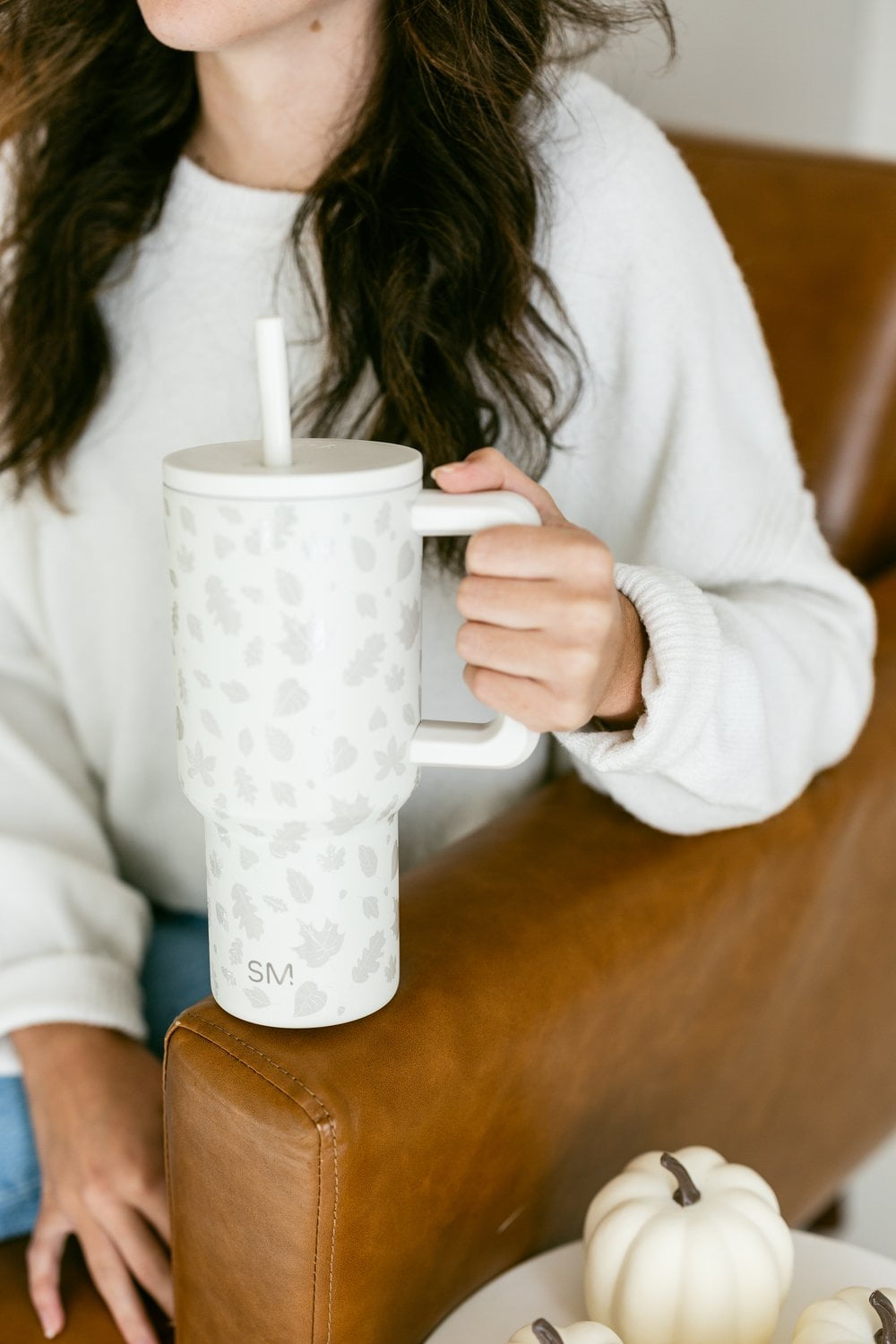 Simple Modern 30 fl oz Insulated Stainless Steel Trek Tumbler with Straw Lid | Seaglass Sage and Cream Checkmate