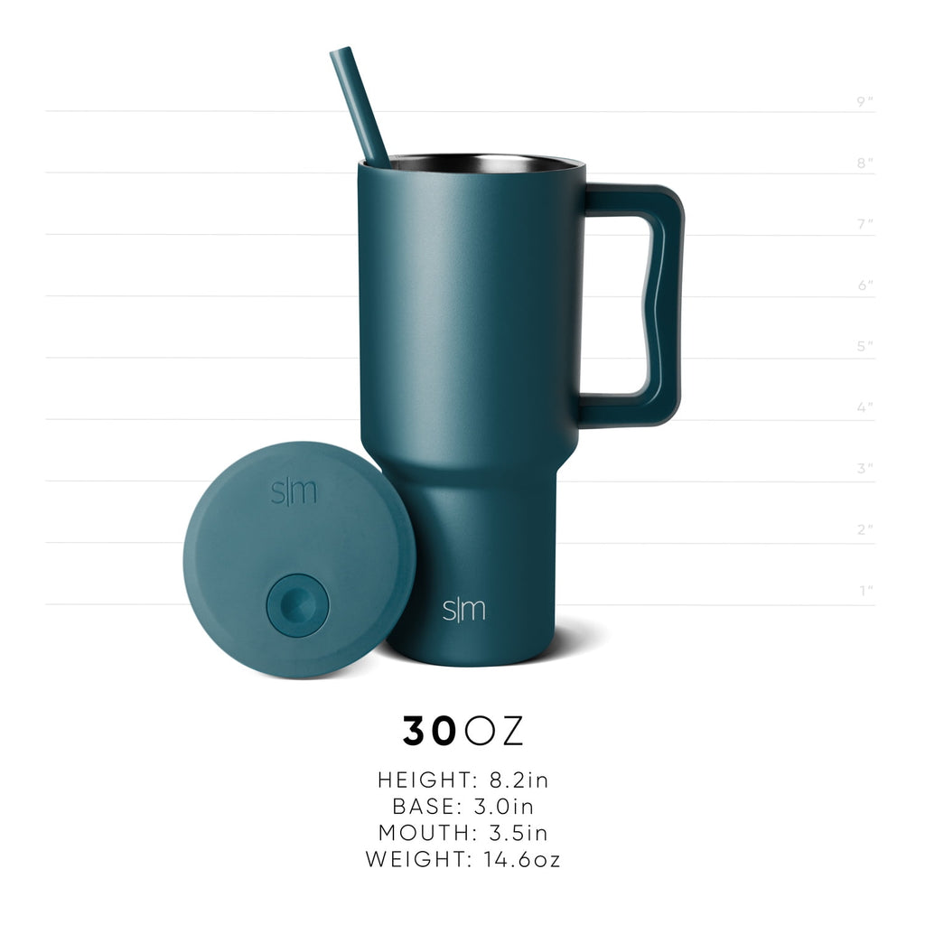 Simple Modern 30 fl oz Insulated Stainless Steel Trek Tumbler with Straw Lid | Seaglass Sage and Cream Checkmate