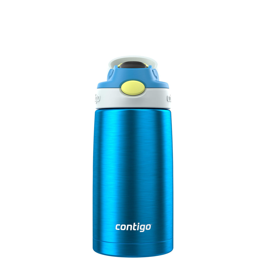 Kids Water Bottle with Straw 13 oz Autospout, Easy Clean Lid, Pop Up Spill Proof Valve, Durable BPA Free Plastic, for School Sports Travel, Blue