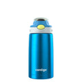 Kids Water Bottle with Straw 13 oz Autospout, Easy Clean Lid, Pop Up Spill Proof Valve, Durable BPA Free Plastic, for School Sports Travel, Blue