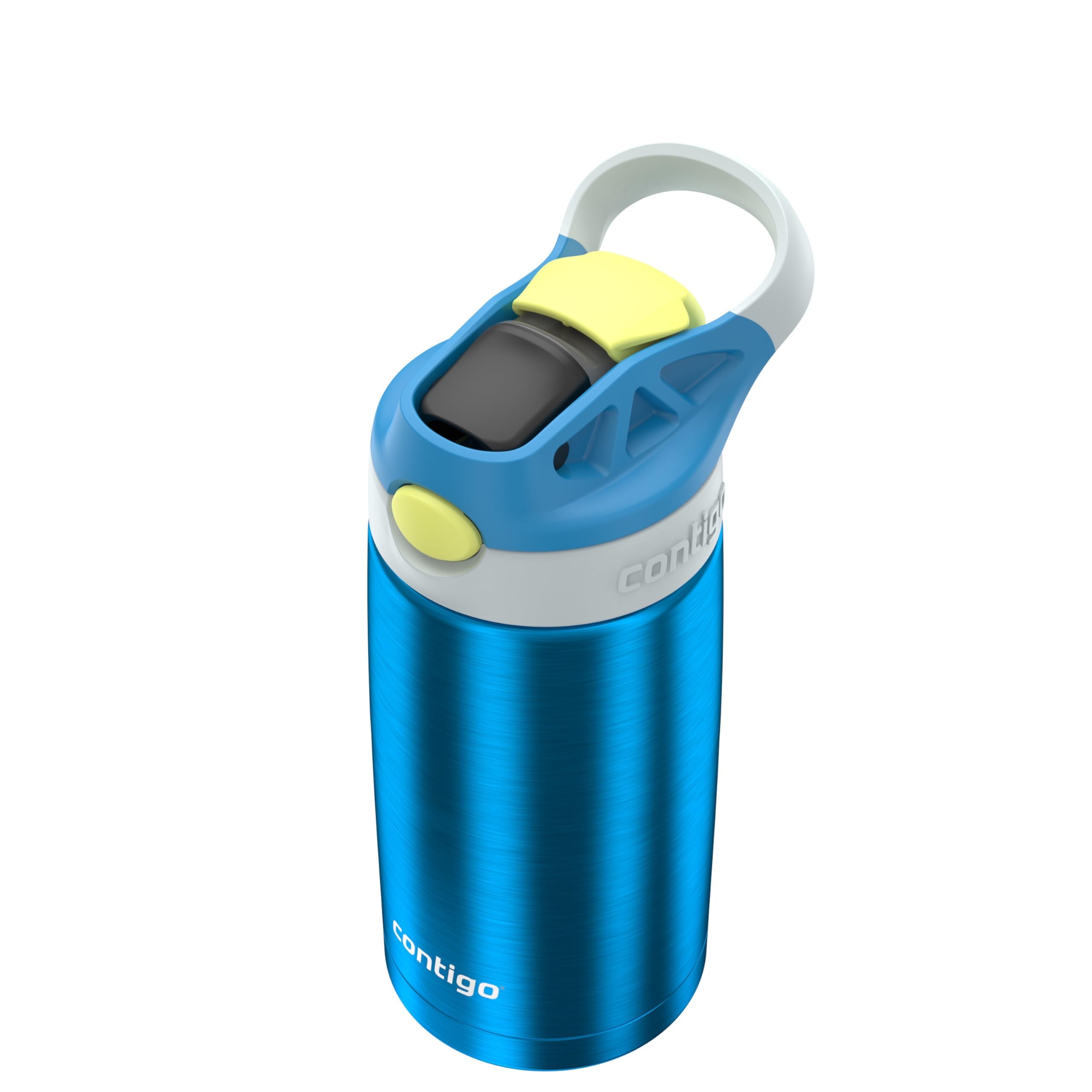 Kids Water Bottle with Straw 13 oz Autospout, Easy Clean Lid, Pop Up Spill Proof Valve, Durable BPA Free Plastic, for School Sports Travel, Blue