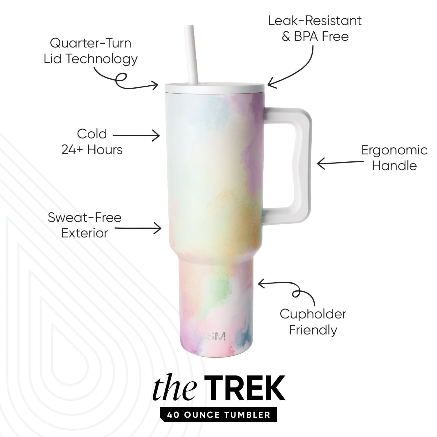 Simple Modern 40 fl oz Insulated Stainless Steel Trek Tumbler with Straw Lid | Blush