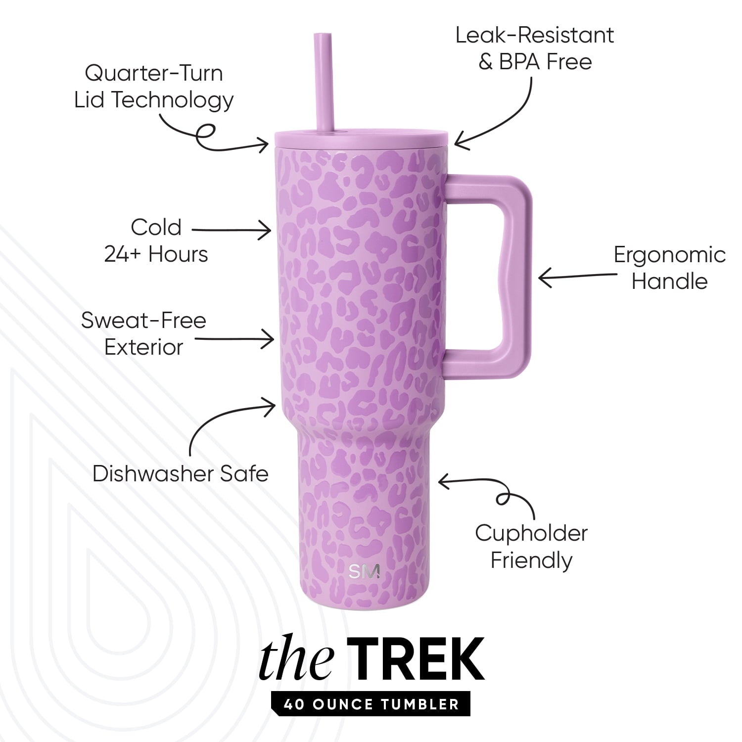 Simple Modern 40 fl oz Insulated Stainless Steel Trek Tumbler with Straw Lid | Blush