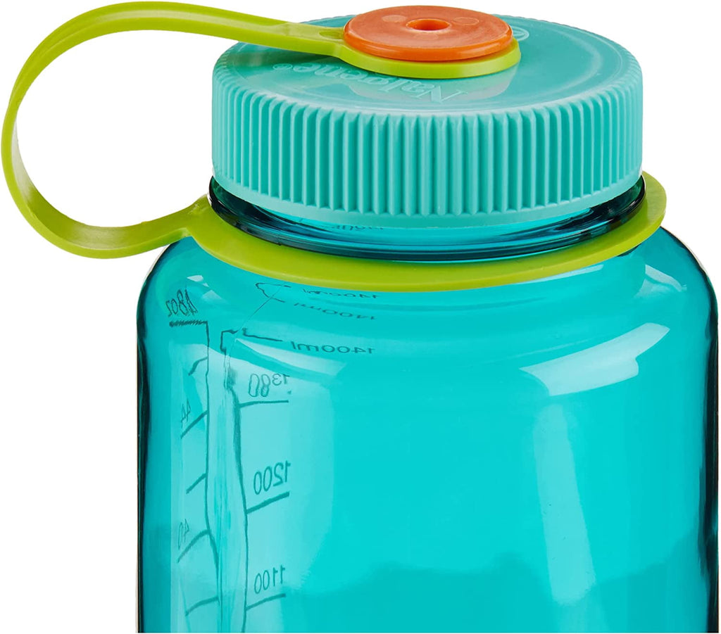 Nalgene Sustain Tritan BPA-Free Water Made with Material Derived from 50% Plastic Waste (using ISCC certified mass balance), 48 OZ, Wide Mouth, Cerulean