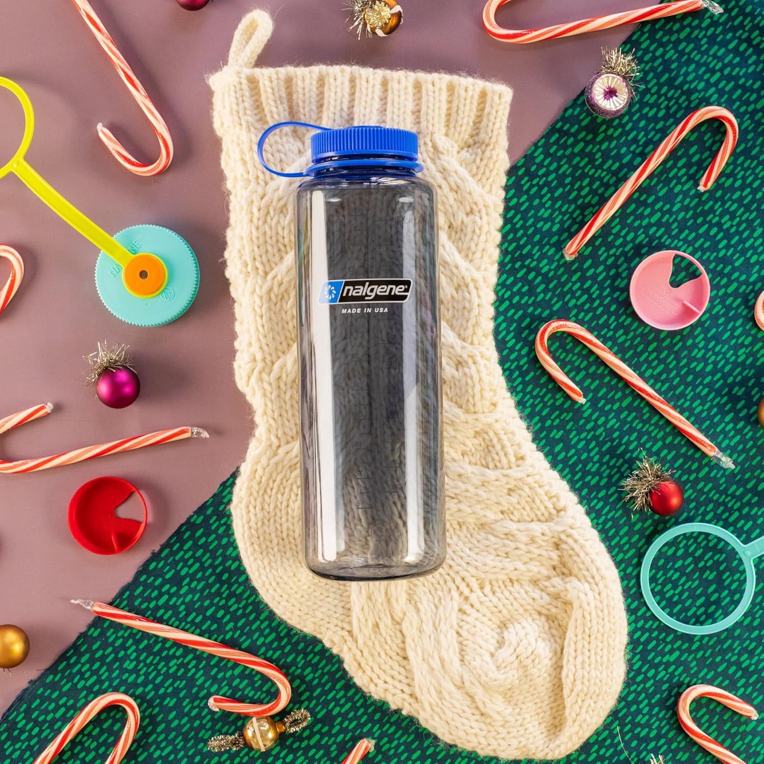 Nalgene Sustain Tritan BPA-Free Water Made with Material Derived from 50% Plastic Waste (using ISCC certified mass balance), 48 OZ, Wide Mouth, Cerulean