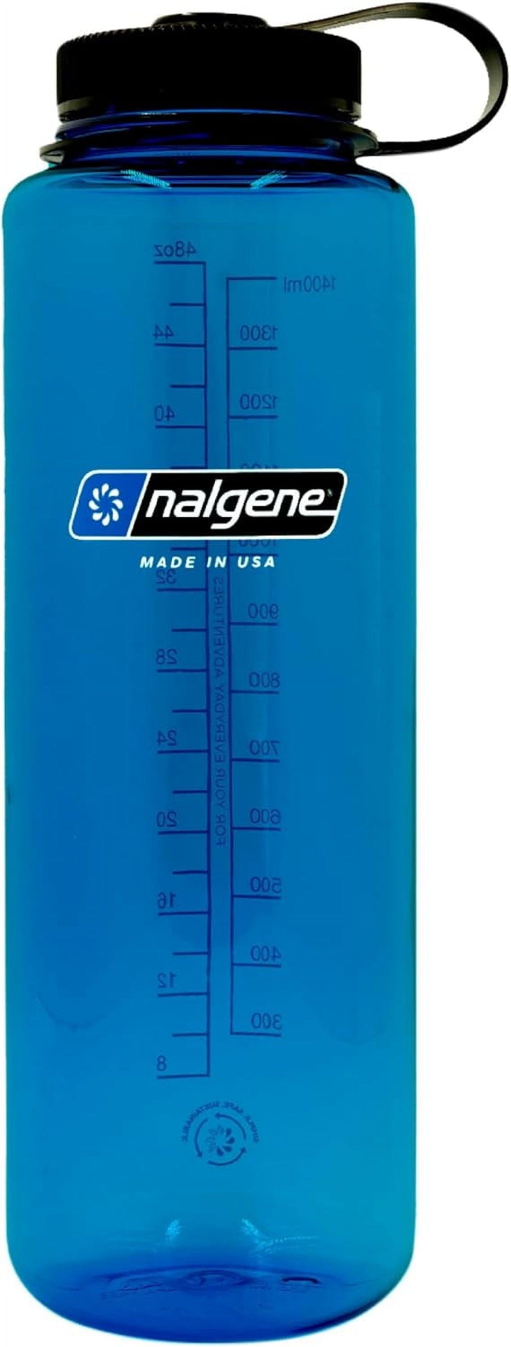 Nalgene Sustain Tritan BPA-Free Water Made with Material Derived from 50% Plastic Waste (using ISCC certified mass balance), 48 OZ, Wide Mouth, Cerulean