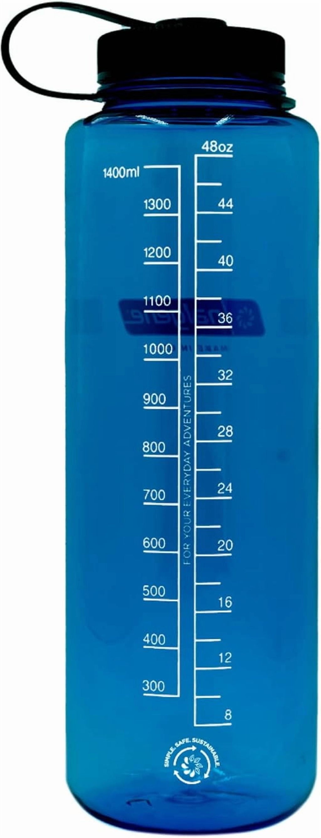 Nalgene Sustain Tritan BPA-Free Water Made with Material Derived from 50% Plastic Waste (using ISCC certified mass balance), 48 OZ, Wide Mouth, Cerulean