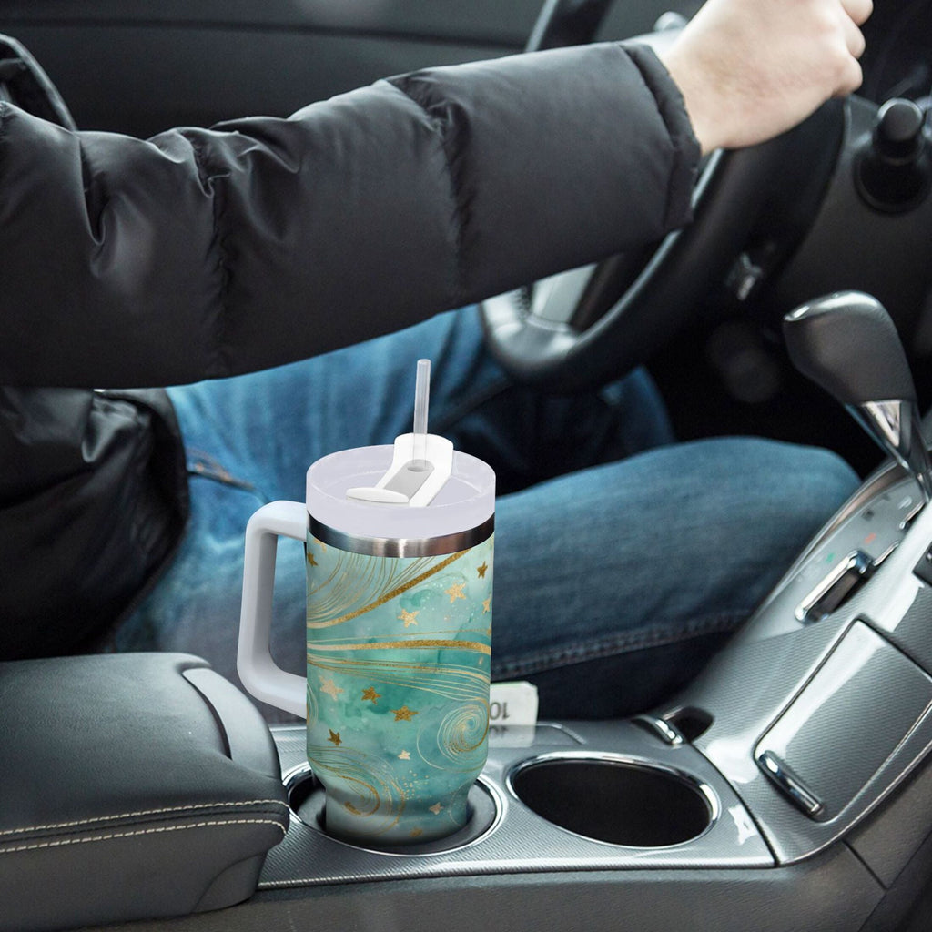 30 oz Insulated Stainless Steel Tumbler Double Wall Stainless Steel Tumbler with 2-Way Drinking Beautiful Swirling Lines