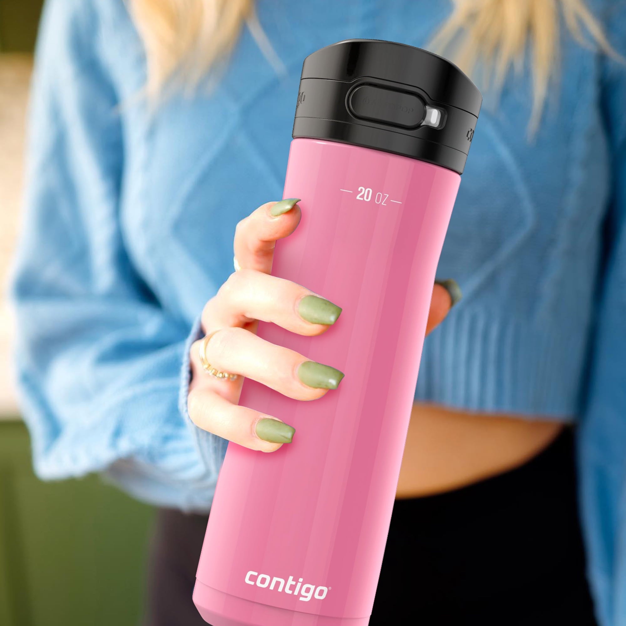 Contigo Jackson Chill 2.0 Stainless Steel Water Bottle with AUTOPOP Lid, 20 Ounces, Azalea