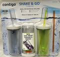 Contigo Shake &amp; Go Plastic Tumblers - Set of 3 (Green Navy &amp; Clear)