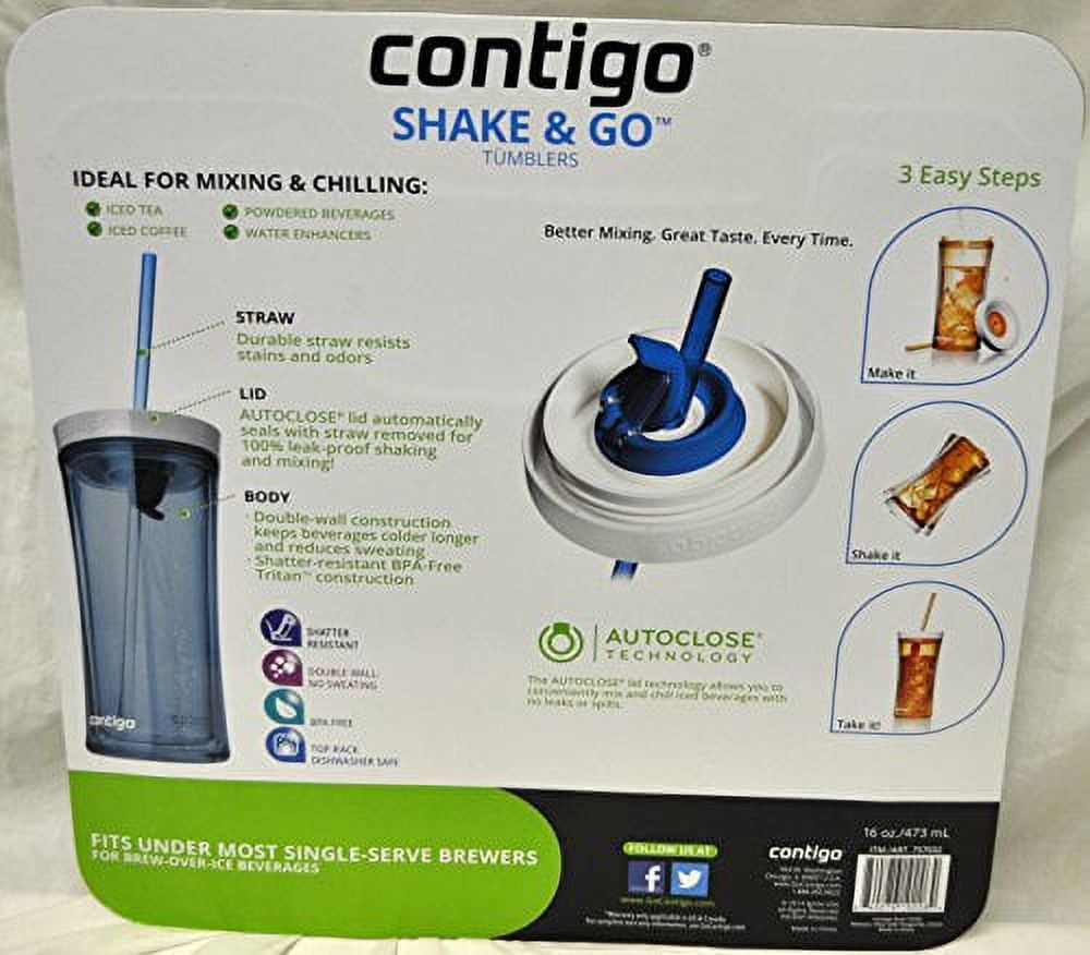 Contigo Shake &amp; Go Plastic Tumblers - Set of 3 (Green Navy &amp; Clear)