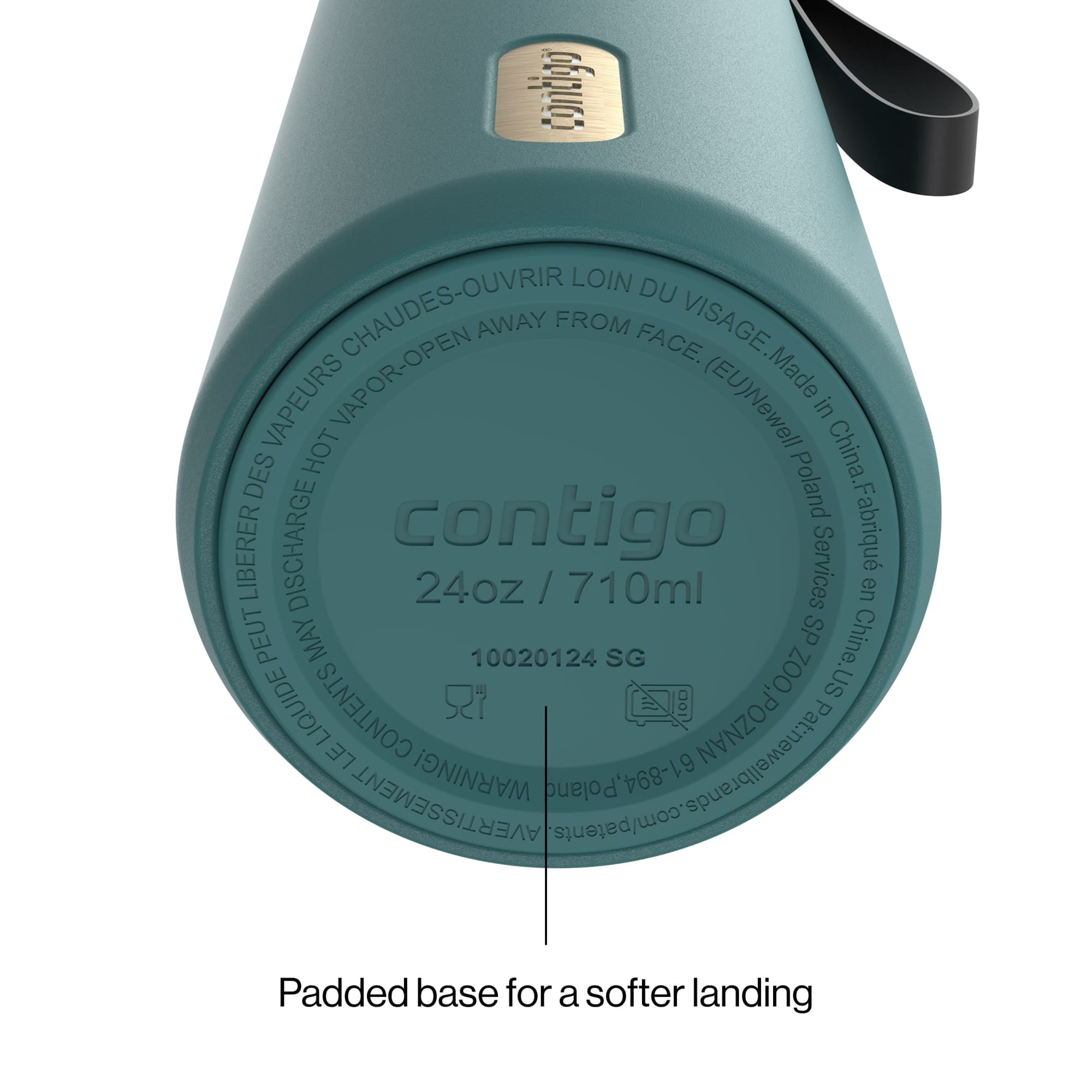 Contigo AutoSeal Leakproof Stainless Steel Reusable Water Bottle Tumbler with Carrying Strap, Cream/Champagne, 24 oz