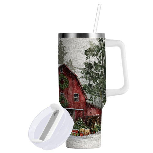 30 oz Insulated Stainless Steel Tumbler Double Wall Stainless Steel Tumbler with 2-Way Drinking Old Red Barn