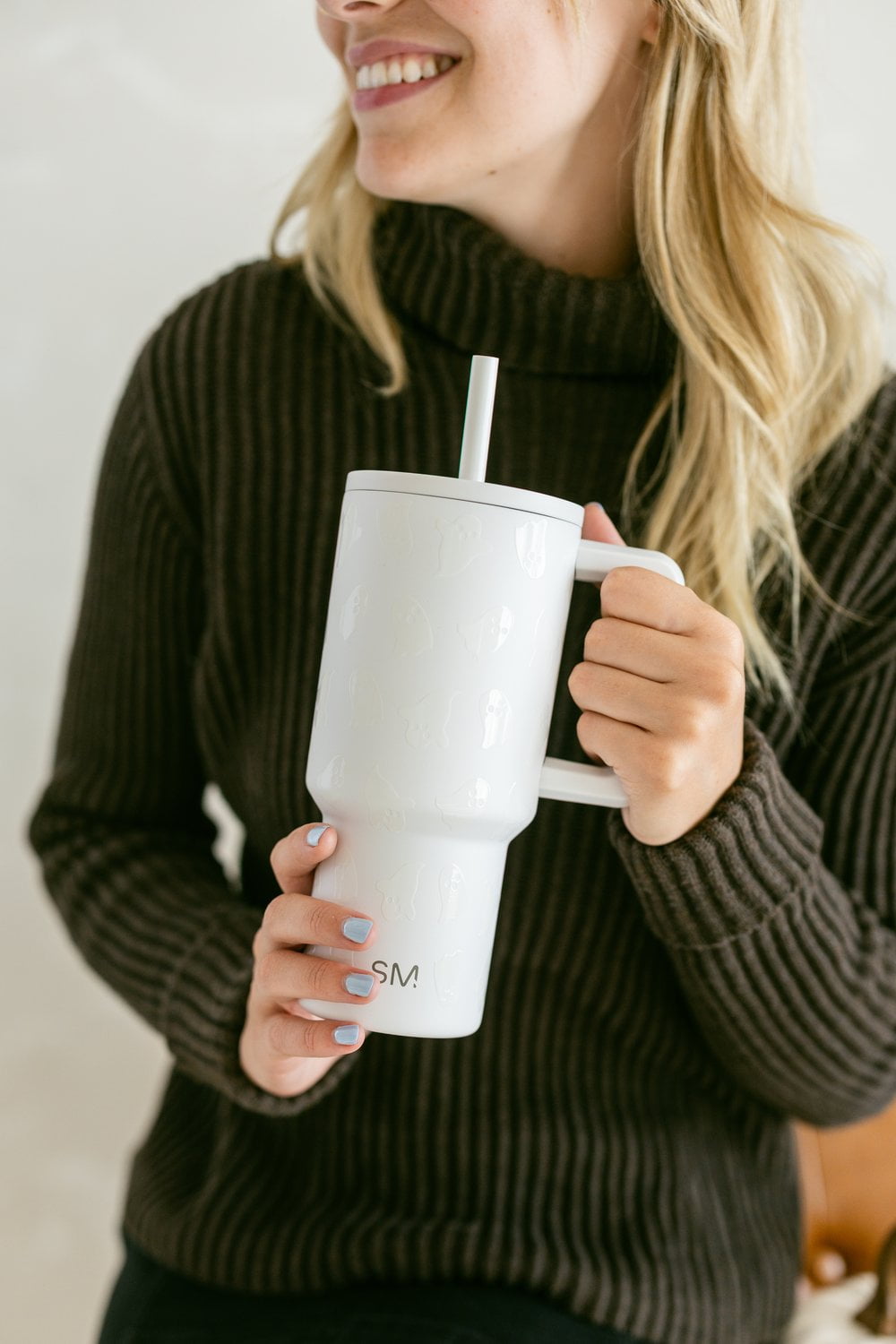 Simple Modern 30 fl oz Insulated Stainless Steel Trek Tumbler with Straw Lid | Seaglass Sage and Cream Checkmate