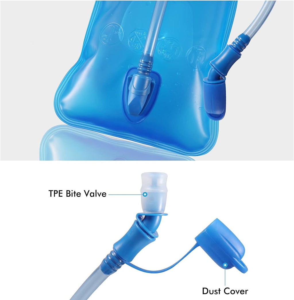 TAGVO Hydration Bladder 2 Liter BPA Free 70oz + Cleaning Brushes Kit, Leakproof Water Bladder Travel Reservoir Hydration Bag, Easy Cleaning by 3 Brushes and Air Drying by Collapsible Frame