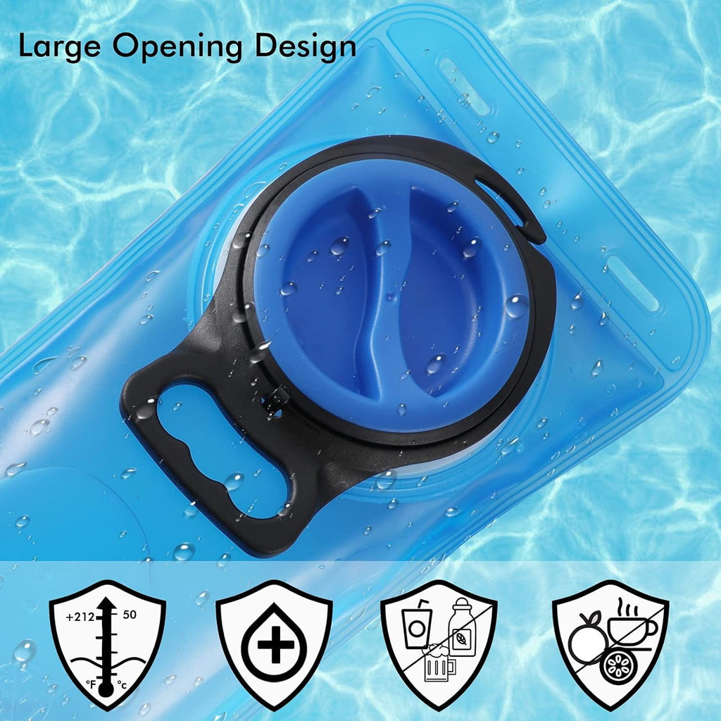 TAGVO Hydration Bladder 2 Liter BPA Free 70oz + Cleaning Brushes Kit, Leakproof Water Bladder Travel Reservoir Hydration Bag, Easy Cleaning by 3 Brushes and Air Drying by Collapsible Frame
