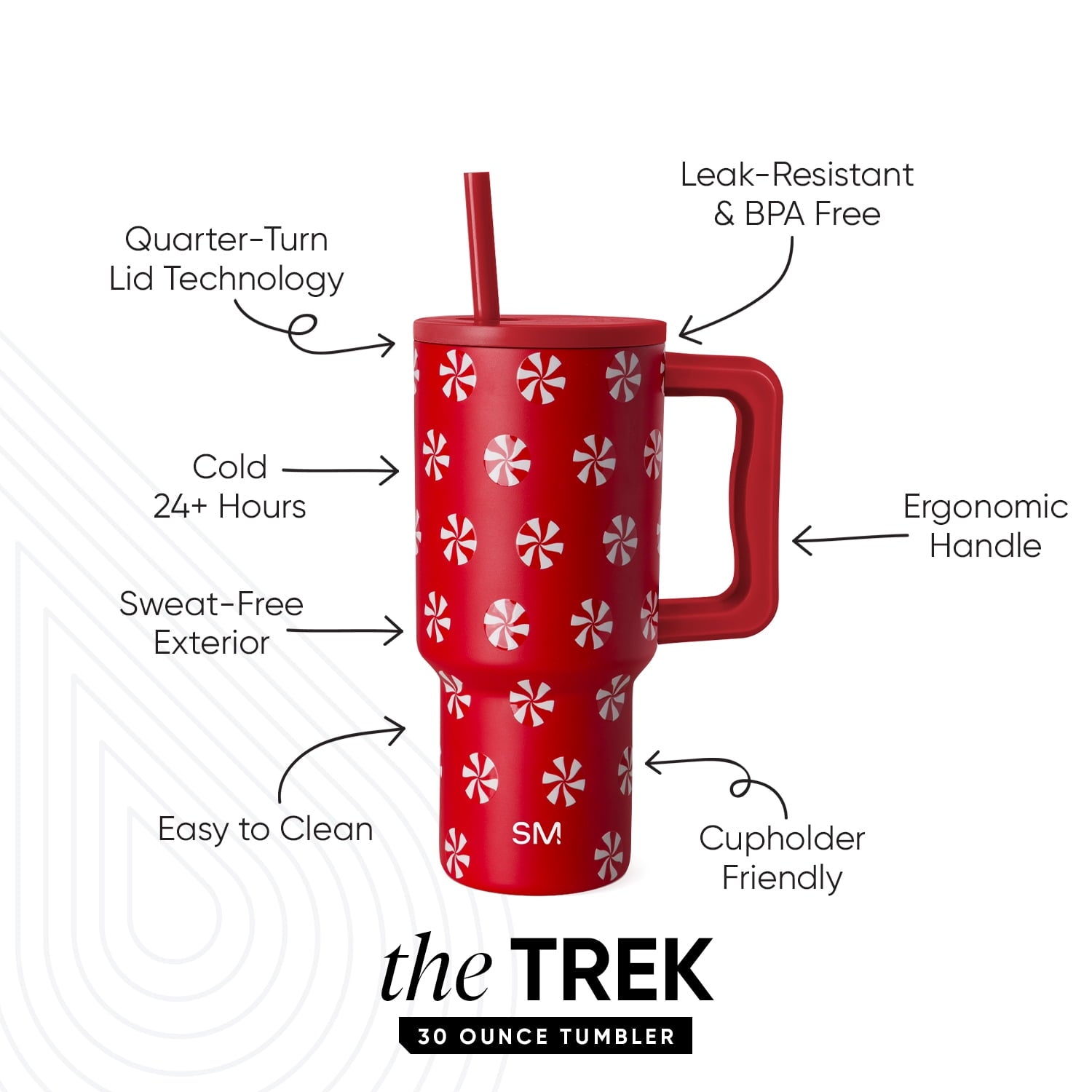 Simple Modern 30 fl oz Insulated Stainless Steel Trek Tumbler with Straw Lid | Seaglass Sage and Cream Checkmate