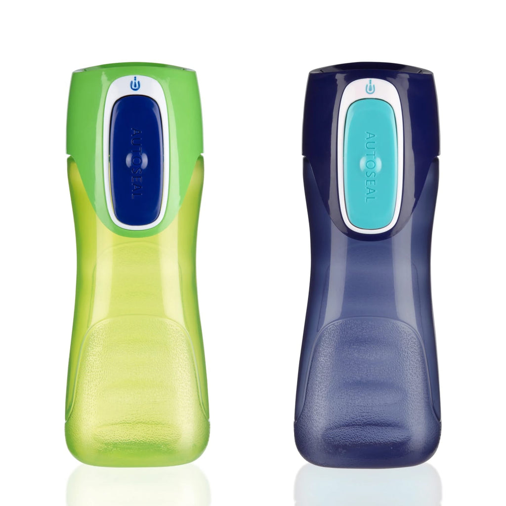 Contigo Kids Trekker Water Bottle with AUTOSEAL Lid Navy Blue and Granny Smith Green, 14 fl oz., 2-pack