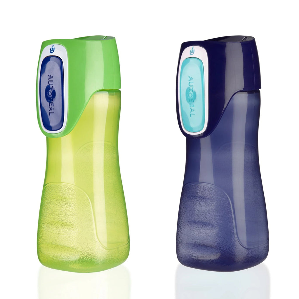 Contigo Kids Trekker Water Bottle with AUTOSEAL Lid Navy Blue and Granny Smith Green, 14 fl oz., 2-pack