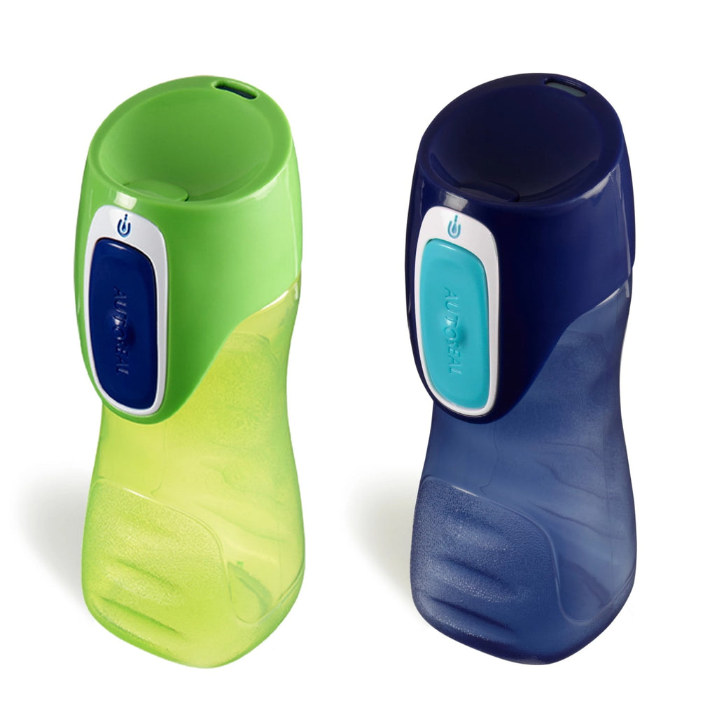 Contigo Kids Trekker Water Bottle with AUTOSEAL Lid Navy Blue and Granny Smith Green, 14 fl oz., 2-pack