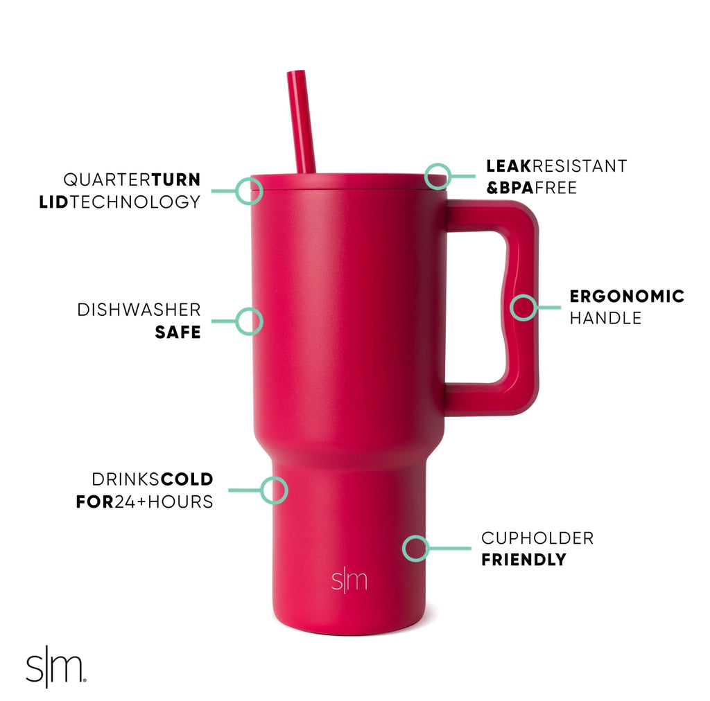 Simple Modern 30 fl oz Insulated Stainless Steel Trek Tumbler with Straw Lid | Seaglass Sage and Cream Checkmate