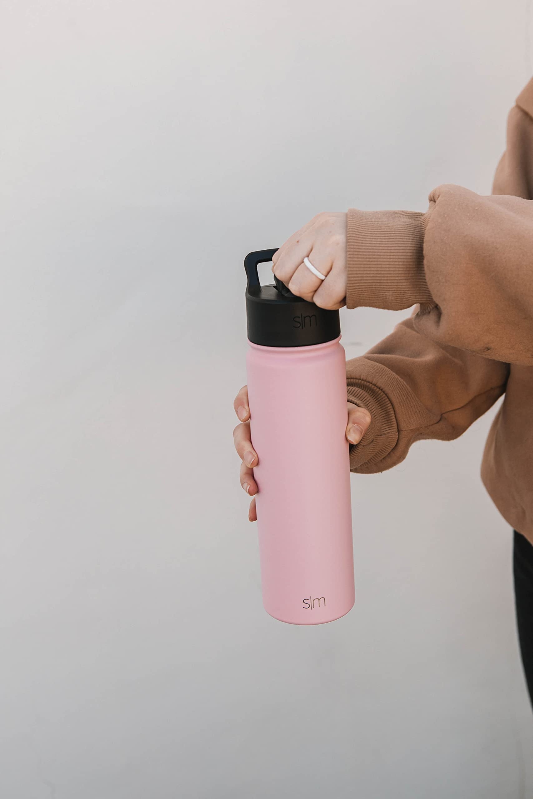 Simple Modern Kids Water Bottle with Straw Lid Vacuum Insulated Stainless Steel Metal Thermos Bottles | Reusable Leak Proof BPA-Free Flask for School | Summit Collection | 18oz, Blush -Blush