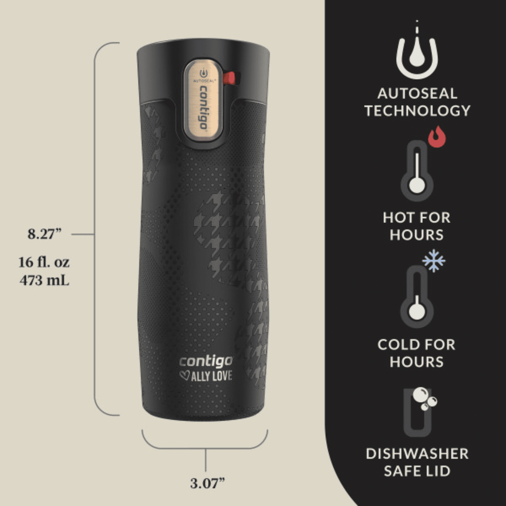 Contigo x Ally Love Autoseal West Loop Vacuum-Insulated Stainless Steel Travel Mug with Easy-Clean Lid, 16 oz, Stellar Jay
