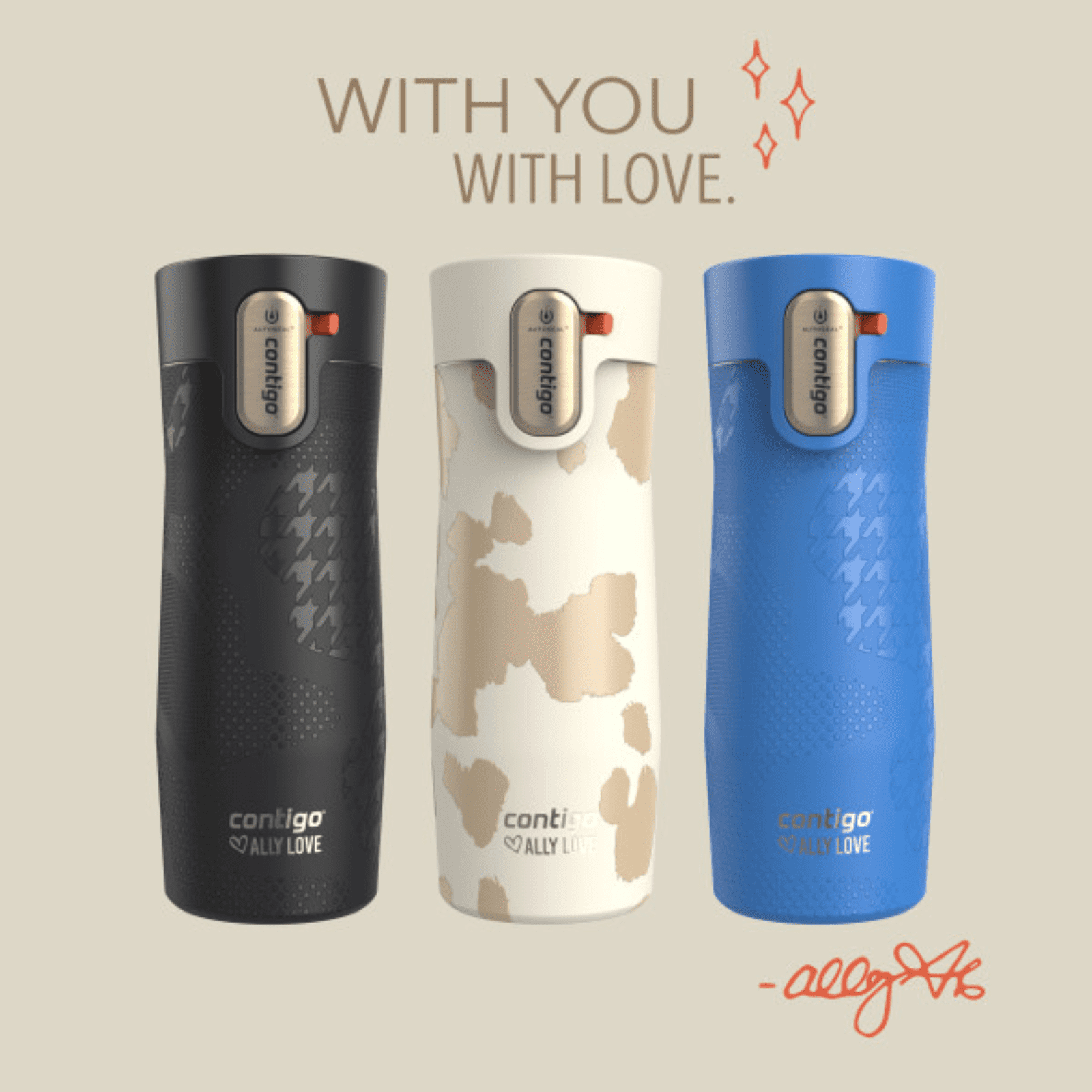 Contigo x Ally Love Autoseal West Loop Vacuum-Insulated Stainless Steel Travel Mug with Easy-Clean Lid, 16 oz, Stellar Jay