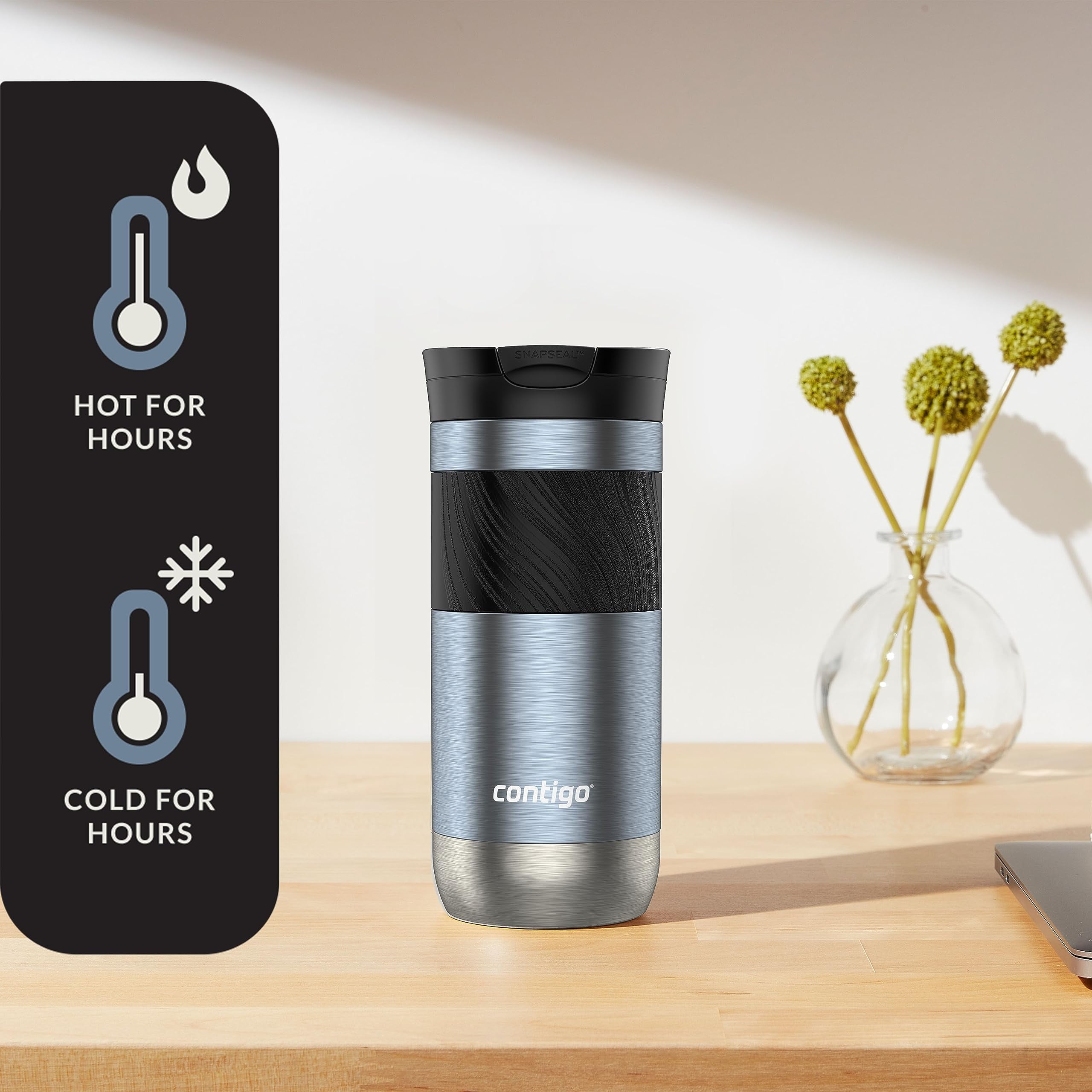 Contigo Byron 2.0 Stainless Steel Travel Mug with SNAPSEAL Lid and Grip, 16oz.