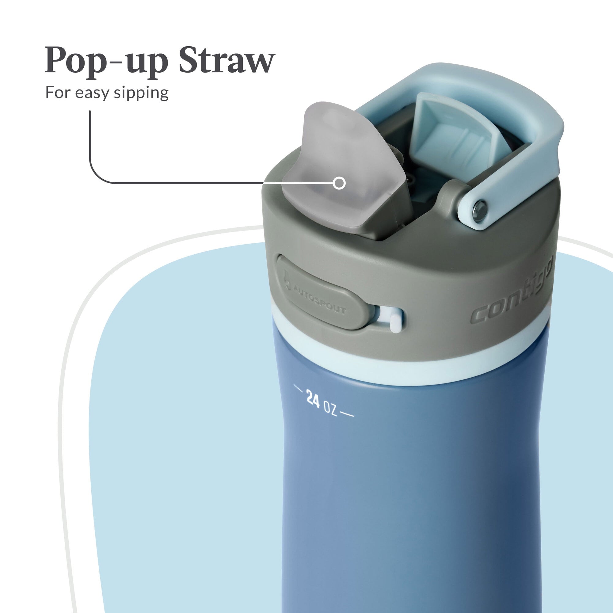 Contigo® Wells Chill Stainless Steel Filter Water Bottle with AUTOSPOUT® Straw Lid, 24 oz., Dark Ice