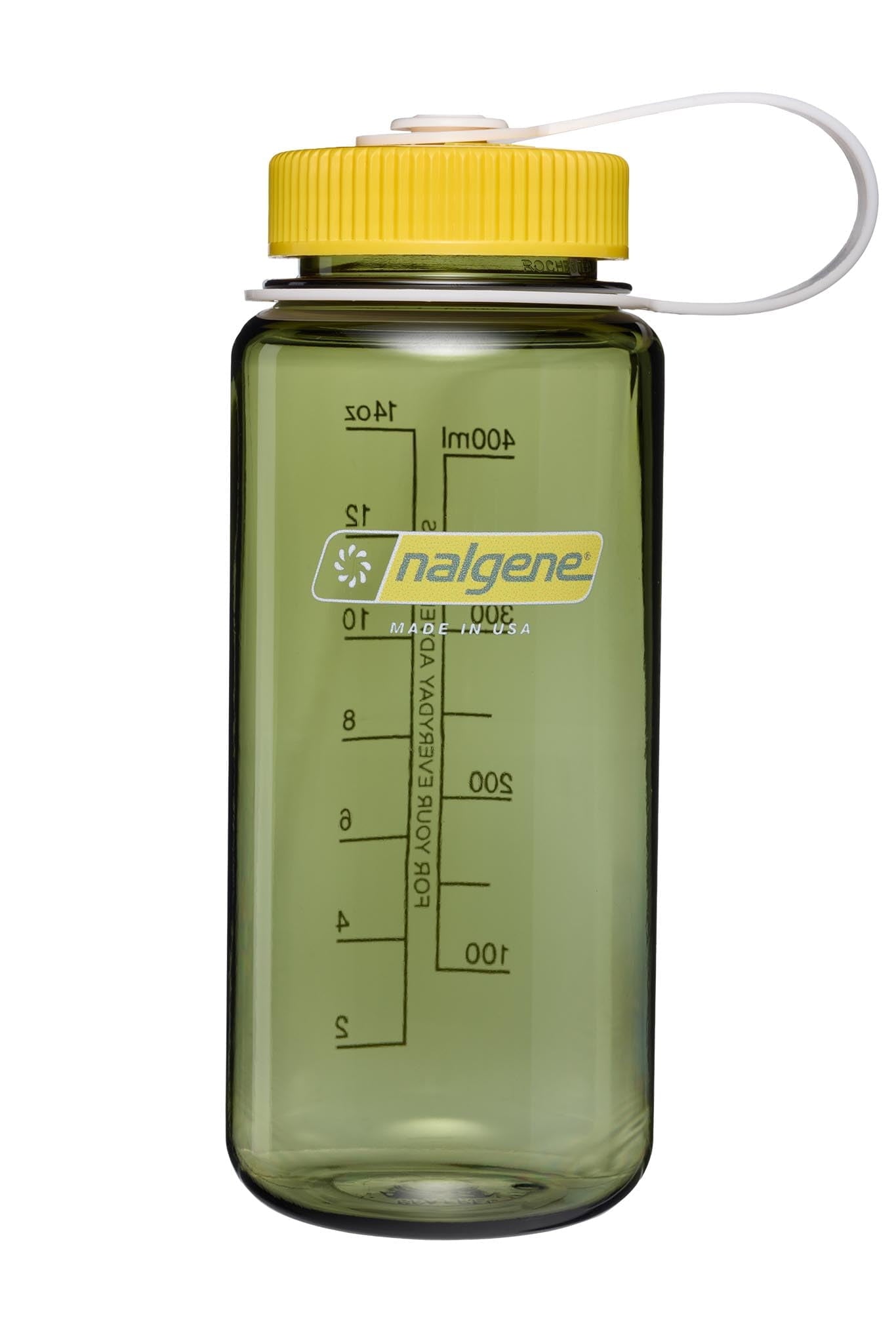 Nalgene 16oz Wide Mouth Water Bottle BPA-Free USA Made, Oil Green + Freesia