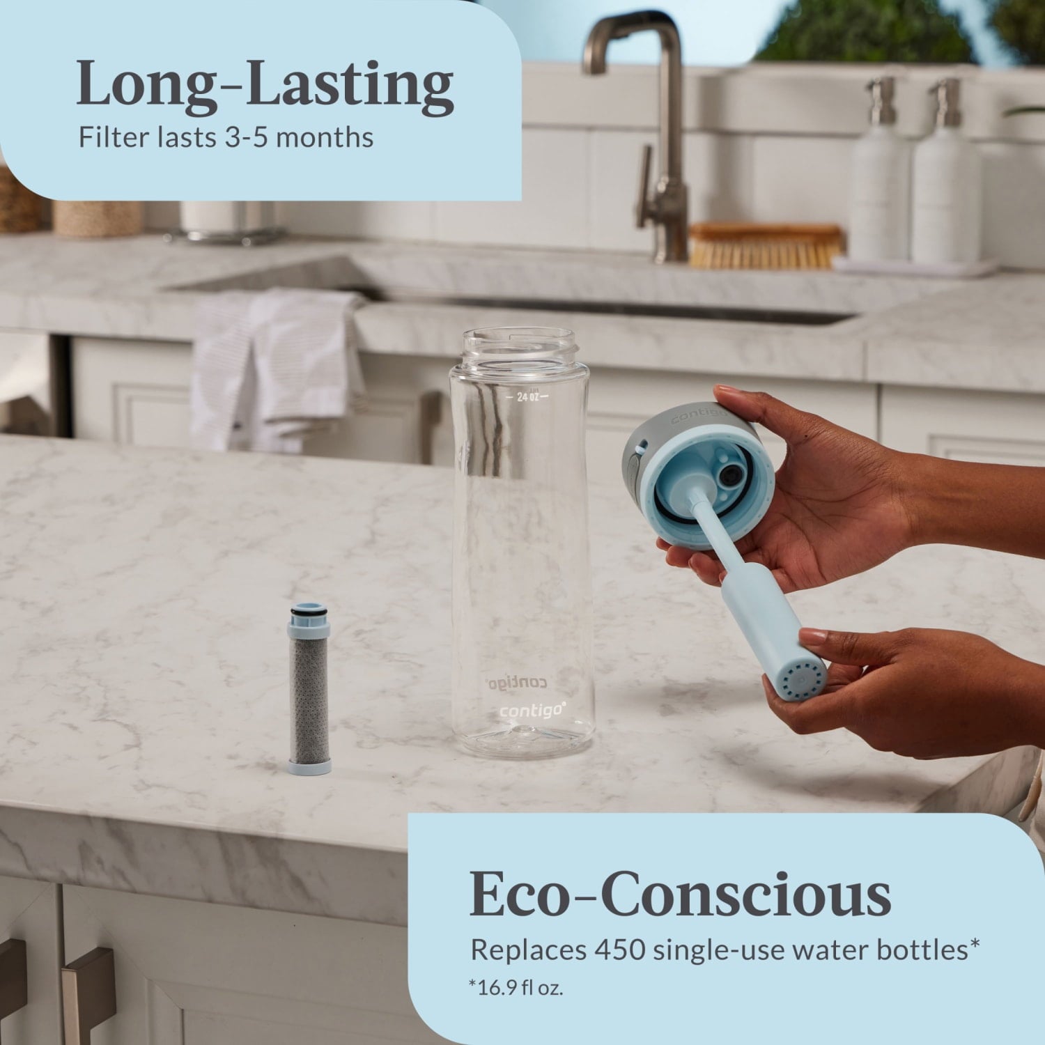 Contigo 24 oz. Wells Plastic Filter Water Bottle - Salt